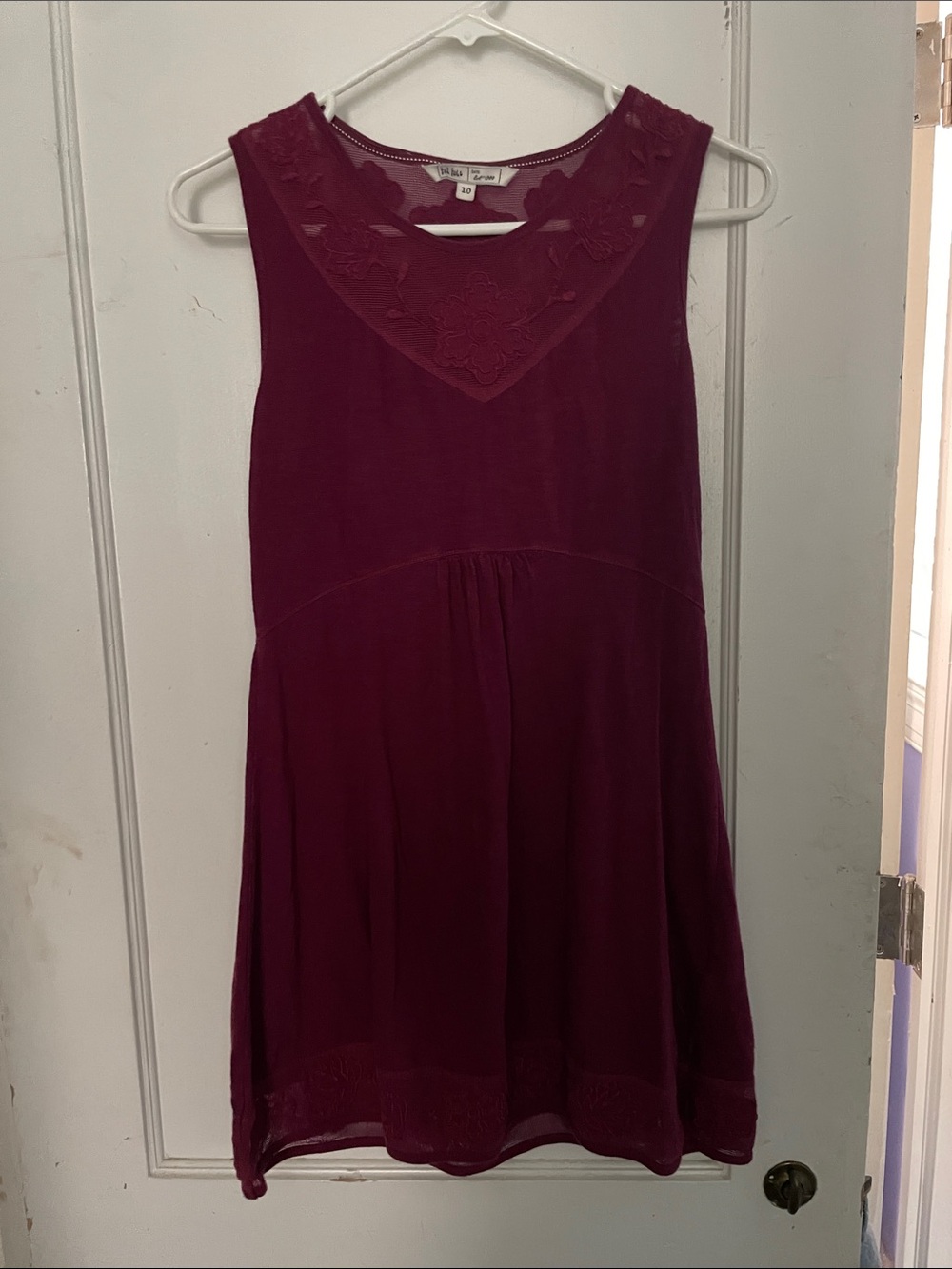 Fat Face Sleeveless Lace Yoke Tank Top - Plum